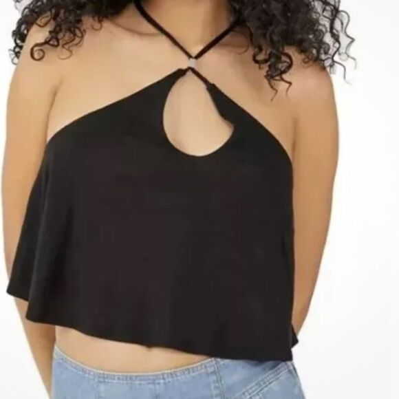 Free People Long Weekend Crop Tank Top Black, Size Medium, NWT - Picture 1 of 8